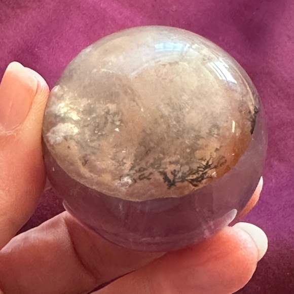 Purple and yellow dendritic fluorite sphere.  Rare and beautiful. - Picture 2 of 9